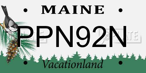 PPN92N Maine License Plate