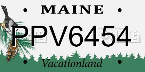 PPV6454 Maine License Plate