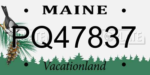 PQ47837 Maine License Plate