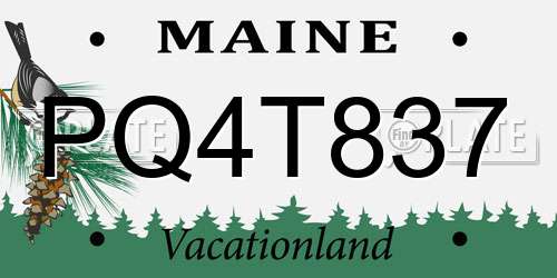 PQ4T837 Maine License Plate
