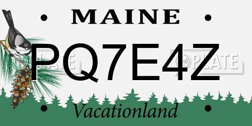 PQ7E4Z Maine License Plate