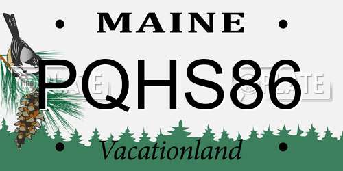 PQHS86 Maine License Plate