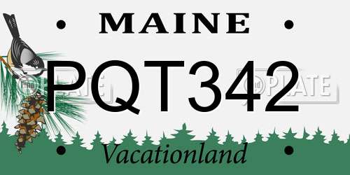 PQT342 Maine License Plate