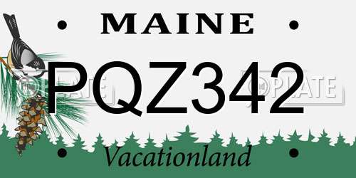 PQZ342 Maine License Plate