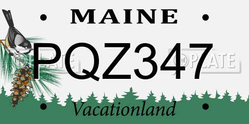 PQZ347 Maine License Plate