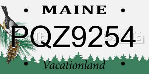 PQZ9254 Maine License Plate