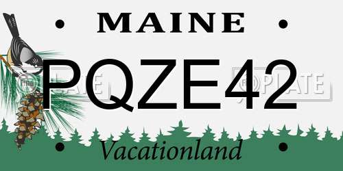 PQZE42 Maine License Plate