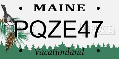 PQZE47 Maine License Plate
