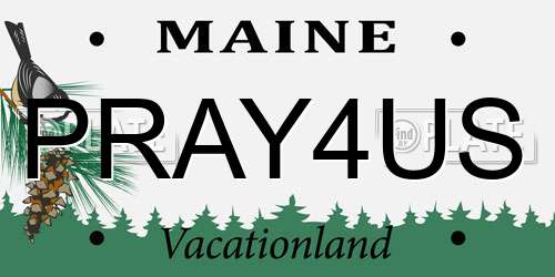 PRAY4US Maine License Plate