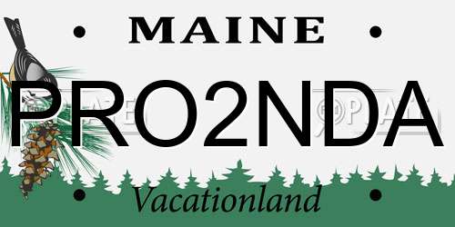 PRO2NDA Maine License Plate