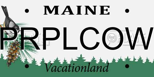 PRPLCOW Maine License Plate