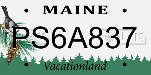 PS6A837 Maine License Plate
