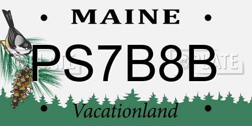 PS7B8B Maine License Plate