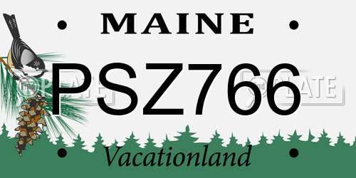 PSZ766 Maine License Plate