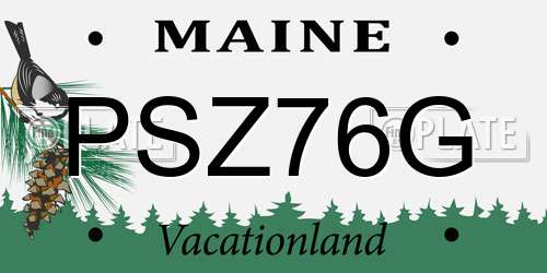 PSZ76G Maine License Plate