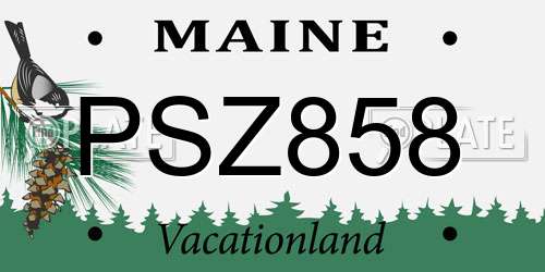 PSZ858 Maine License Plate