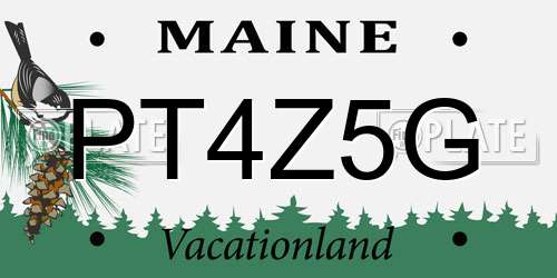 PT4Z5G Maine License Plate