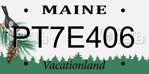 PT7E406 Maine License Plate