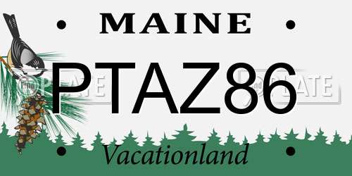 PTAZ86 Maine License Plate