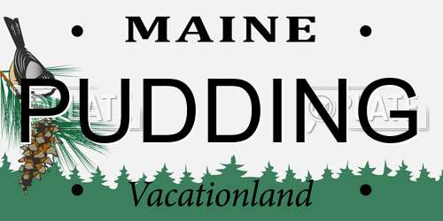 PUDDING Maine License Plate