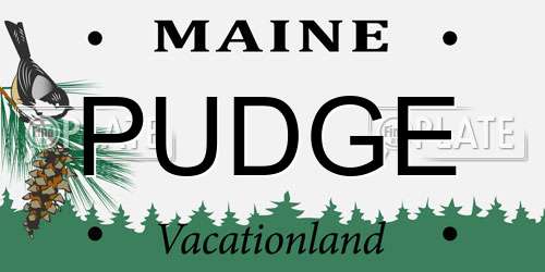 PUDGE Maine License Plate