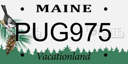 PUG975 Maine License Plate