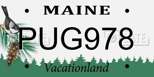 PUG978 Maine License Plate