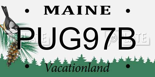PUG97B Maine License Plate