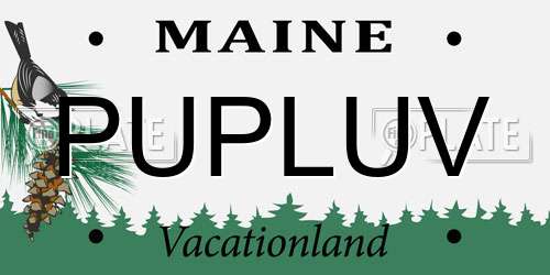 PUPLUV Maine License Plate