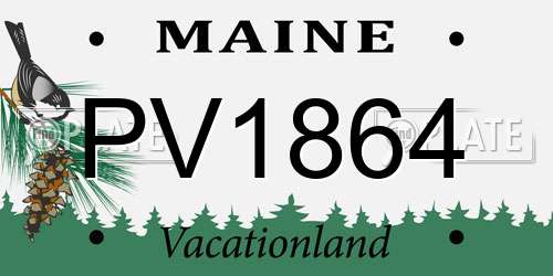 PV1864 Maine License Plate