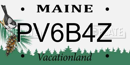 PV6B4Z Maine License Plate