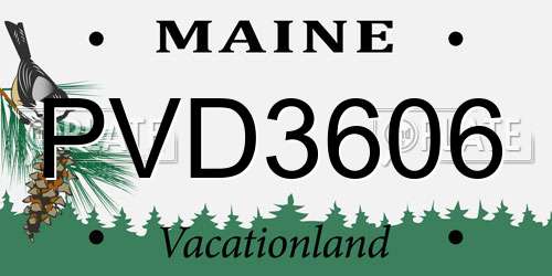 PVD3606 Maine License Plate