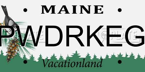 PWDRKEG Maine License Plate