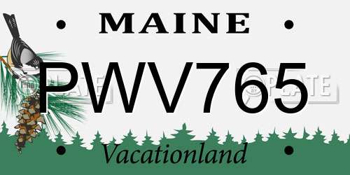 PWV765 Maine License Plate
