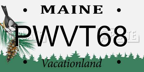 PWVT68 Maine License Plate
