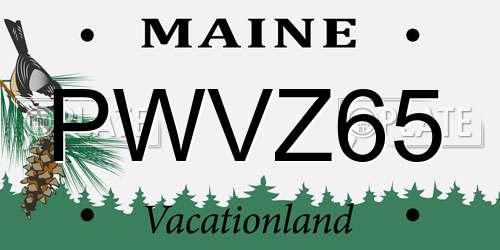 PWVZ65 Maine License Plate
