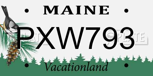 PXW793 Maine License Plate