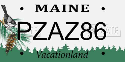 PZAZ86 Maine License Plate