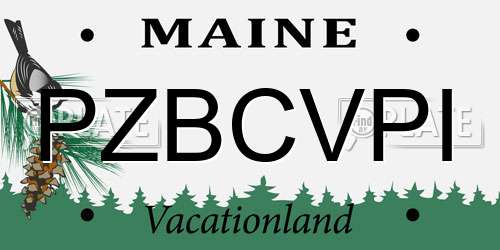 PZBCVPI Maine License Plate