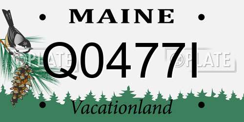 Q0477I Maine License Plate