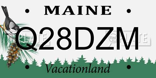 Q28DZM Maine License Plate