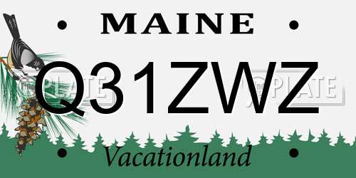 Q31ZWZ Maine License Plate