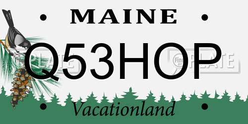 Q53HOP Maine License Plate