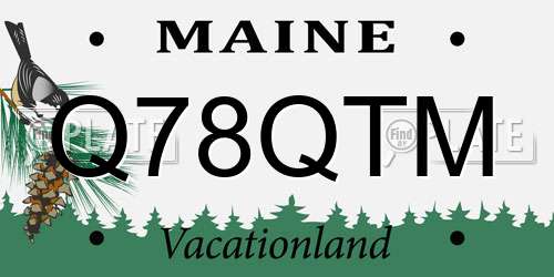 Q78QTM Maine License Plate