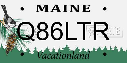 Q86LTR Maine License Plate