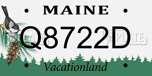 Q8722D Maine License Plate