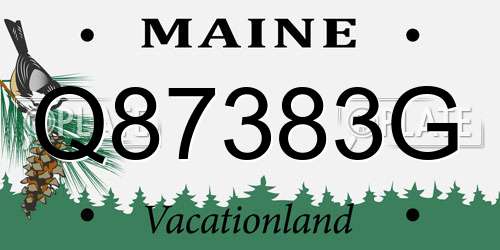 Q87383G Maine License Plate