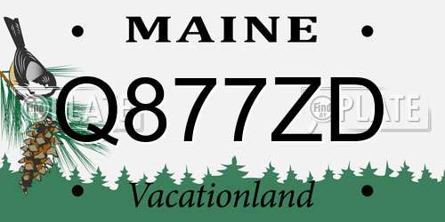 Q877ZD Maine License Plate
