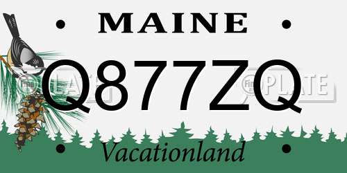 Q877ZQ Maine License Plate