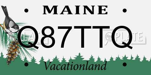 Q87TTQ Maine License Plate